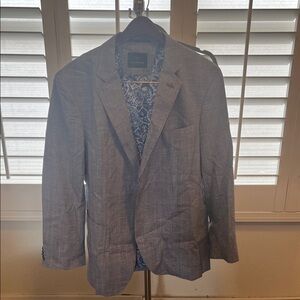 Tailorbyrd Blue and White Check Blazer with Blue Floral Lining